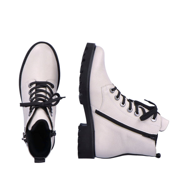 Remonte D8671-81 Ladies White Leather Zip & Lace Ankle Boots-elevate your sole