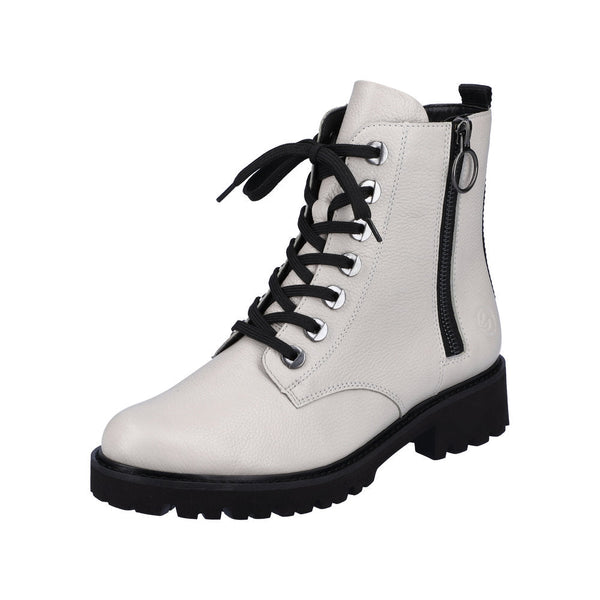 Remonte D8671-81 Ladies White Leather Zip & Lace Ankle Boots-elevate your sole
