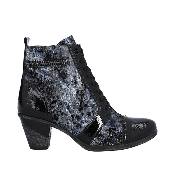 Remonte D8797-14 Ladies Black Suede Water Resistant Zip & Lace Ankle Boots-elevate your sole