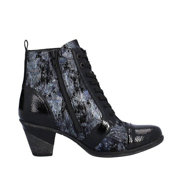 Remonte D8797-14 Ladies Black Suede Water Resistant Zip & Lace Ankle Boots-elevate your sole