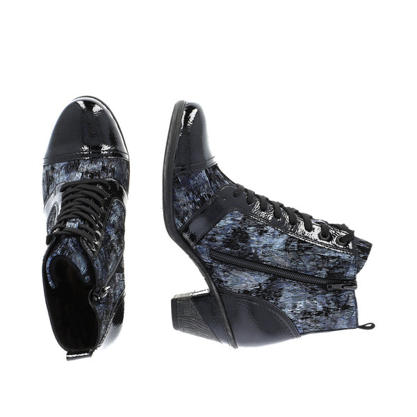 Remonte D8797-14 Ladies Black Suede Water Resistant Zip & Lace Ankle Boots-elevate your sole