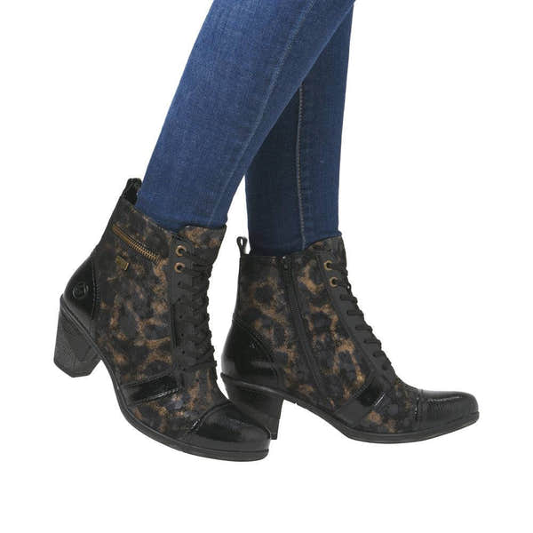Remonte D8797-91 Ladies Black Suede Water Resistant Zip & Lace Ankle Boots-elevate your sole