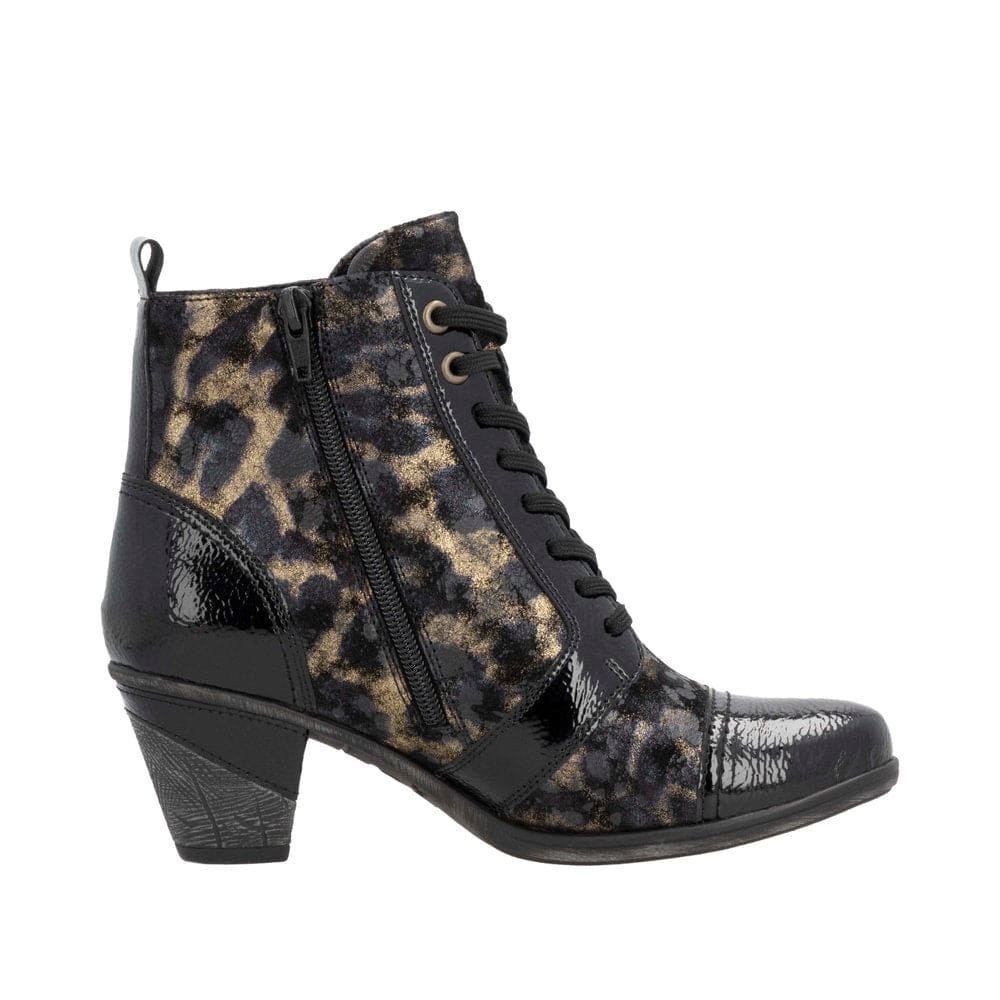 Remonte D8797-91 Ladies Black Suede Water Resistant Zip & Lace Ankle Boots-elevate your sole