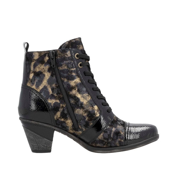 Remonte D8797-91 Ladies Black Suede Water Resistant Zip & Lace Ankle Boots-elevate your sole