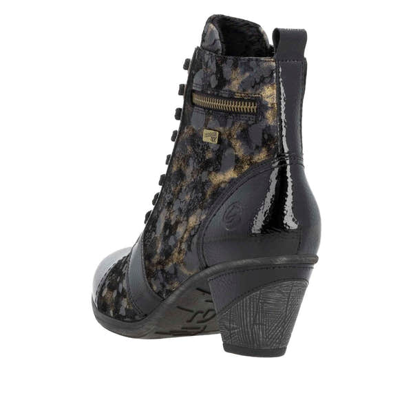 Remonte D8797-91 Ladies Black Suede Water Resistant Zip & Lace Ankle Boots-elevate your sole