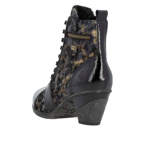 Remonte D8797-91 Ladies Black Suede Water Resistant Zip & Lace Ankle Boots-elevate your sole