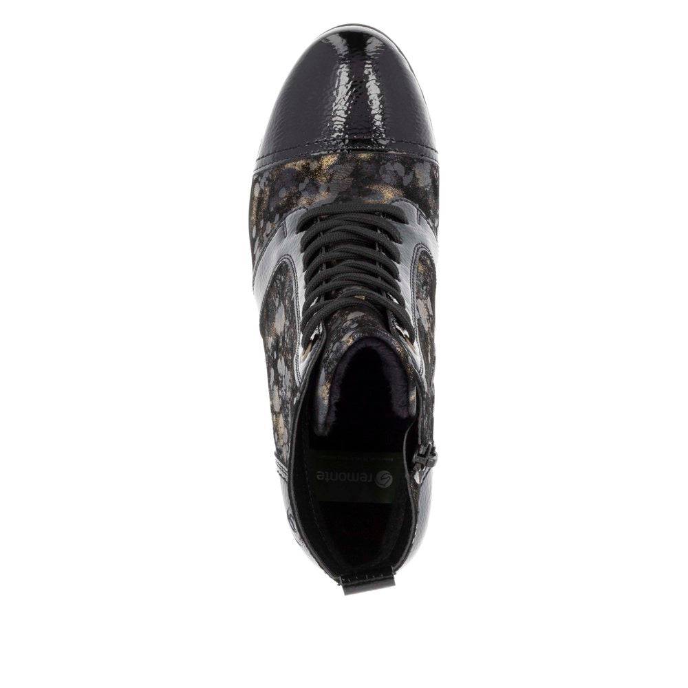 Remonte D8797-91 Ladies Black Suede Water Resistant Zip & Lace Ankle Boots-elevate your sole