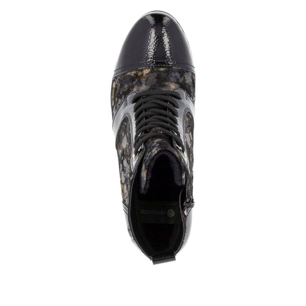 Remonte D8797-91 Ladies Black Suede Water Resistant Zip & Lace Ankle Boots-elevate your sole