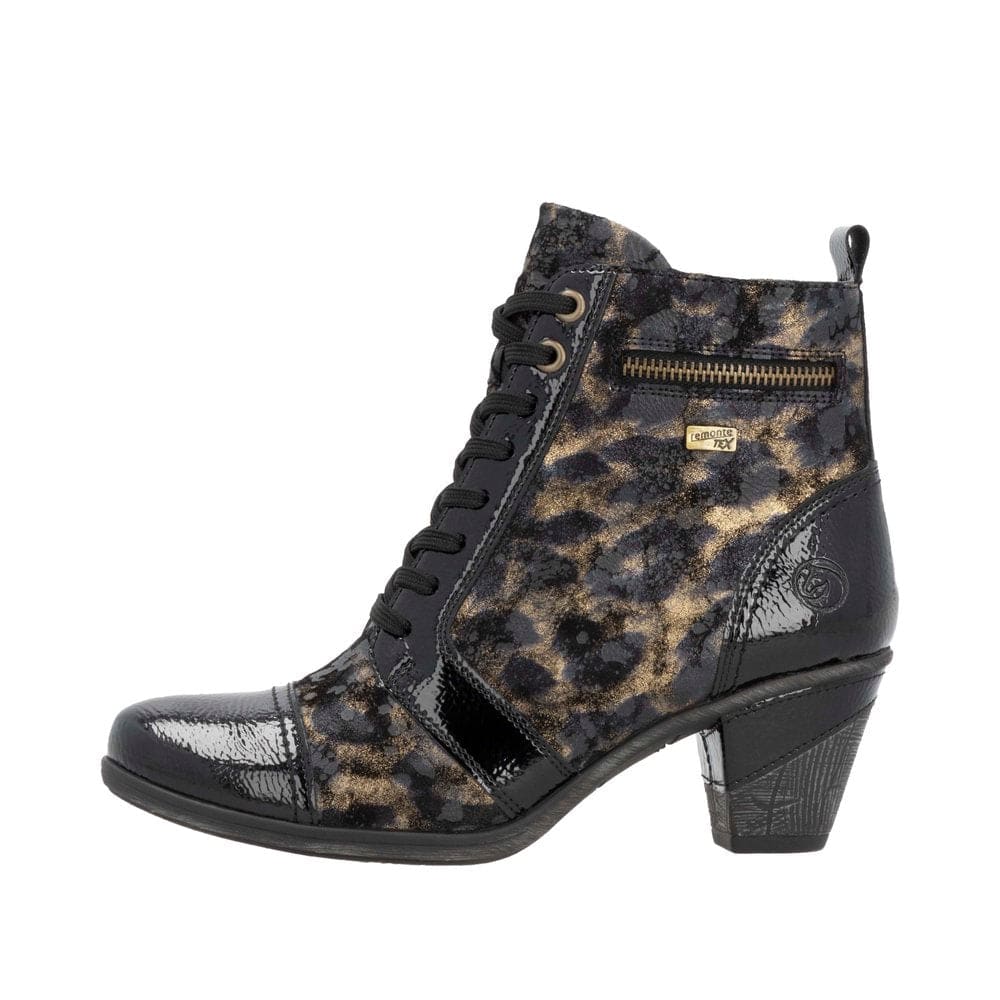 Remonte D8797-91 Ladies Black Suede Water Resistant Zip & Lace Ankle Boots-elevate your sole