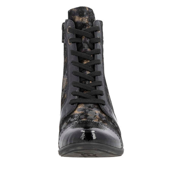 Remonte D8797-91 Ladies Black Suede Water Resistant Zip & Lace Ankle Boots-elevate your sole