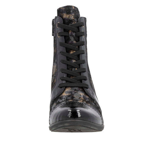Remonte D8797-91 Ladies Black Suede Water Resistant Zip & Lace Ankle Boots-elevate your sole