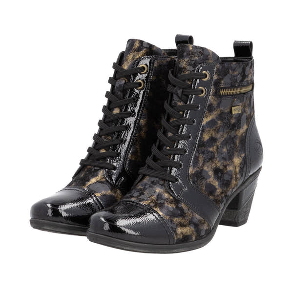 Remonte D8797-91 Ladies Black Suede Water Resistant Zip & Lace Ankle Boots-elevate your sole