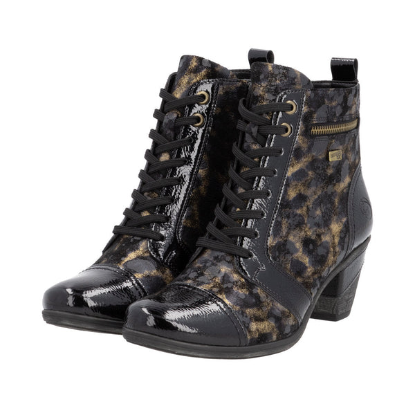 Remonte D8797-91 Ladies Black Suede Water Resistant Zip & Lace Ankle Boots-elevate your sole