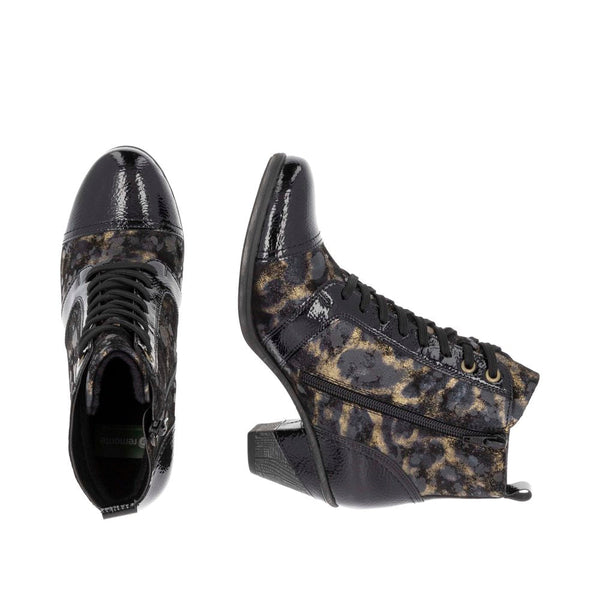 Remonte D8797-91 Ladies Black Suede Water Resistant Zip & Lace Ankle Boots-elevate your sole