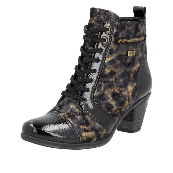 Remonte D8797-91 Ladies Black Suede Water Resistant Zip & Lace Ankle Boots-elevate your sole