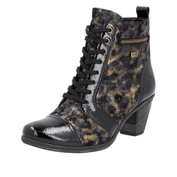 Remonte D8797-91 Ladies Black Suede Water Resistant Zip & Lace Ankle Boots-elevate your sole