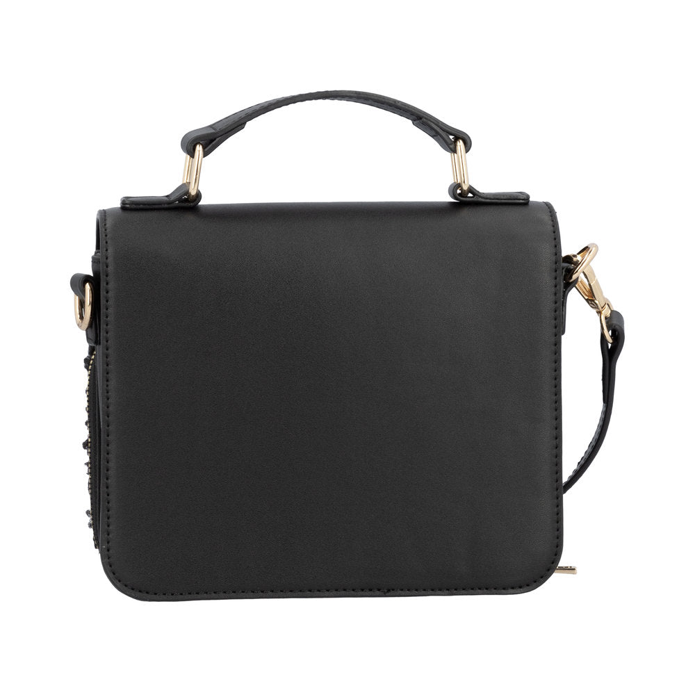 Remonte Q0632-02 black handbag with zip, top handle, and adjustable shoulder strap, stylish and compact accessory.