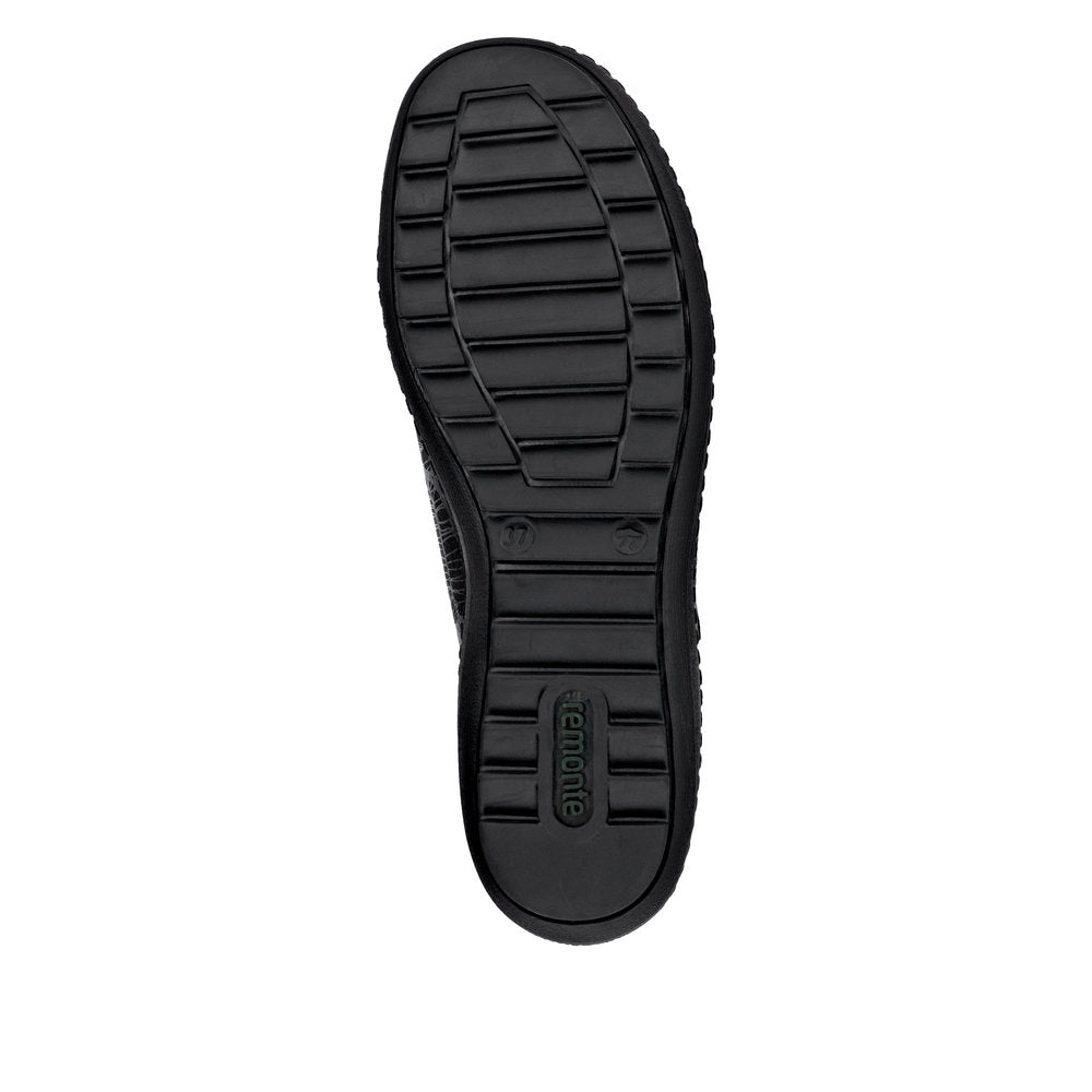 Remonte R1402-00 ladies wide black water-resistant zip and lace shoes with slip-resistant sole.