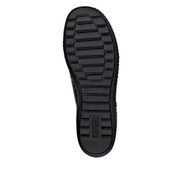 Remonte R1402-00 ladies wide black water-resistant zip and lace shoes with slip-resistant sole.