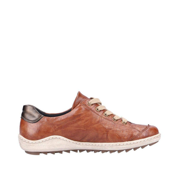 Remonte R1402-22 Ladies Brown Leather Water Resistant Zip & Lace Shoes-elevate your sole