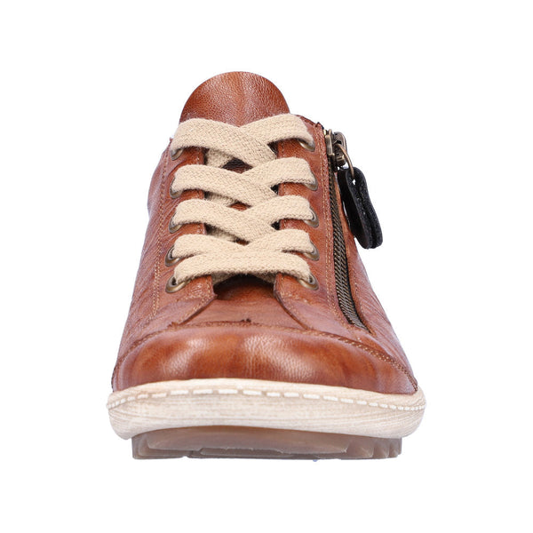 Remonte R1402-22 Ladies Brown Leather Water Resistant Zip & Lace Shoes-elevate your sole