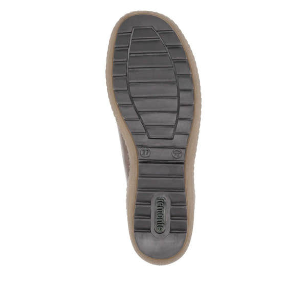 Remonte R1458-22 women's wide brown water-resistant ankle boots with zip and lace closure, rugged outsole for grip.
