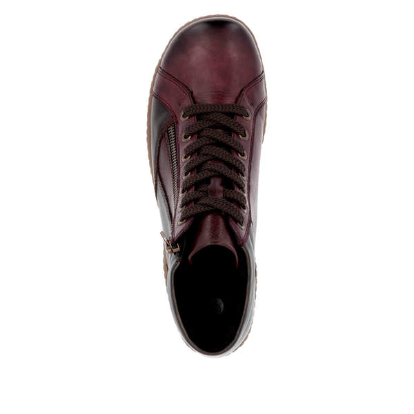 Remonte R1458-35 women's wide brown water-resistant ankle boots with zip and lace closure, featuring a sturdy sole.