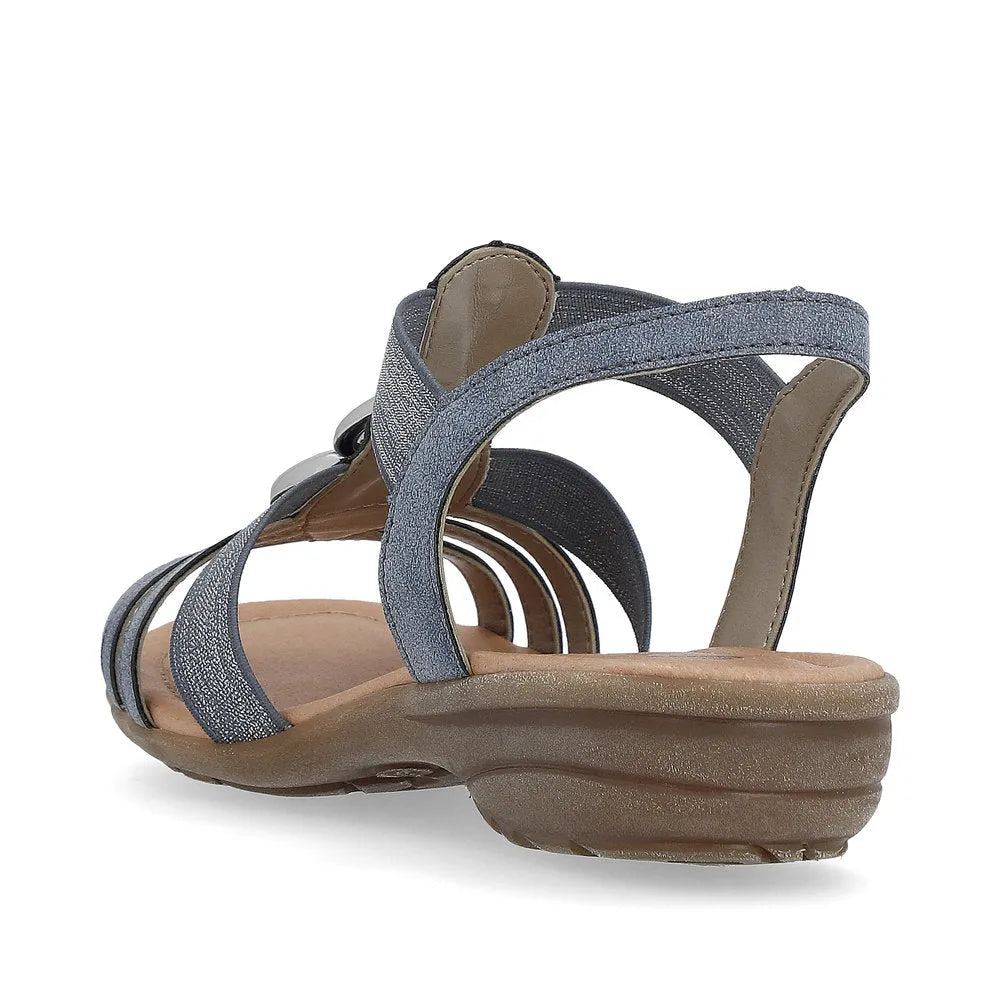 Remonte R3605-12 women's navy elasticated sandals with cushioned sole and adjustable straps.
