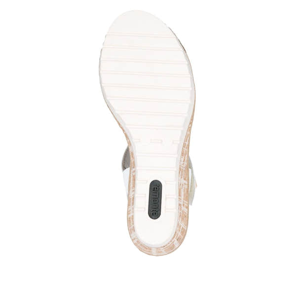 Remonte R6266-80 women's white leather touch fastening sandals with cushioned sole and sturdy rubber outsole.