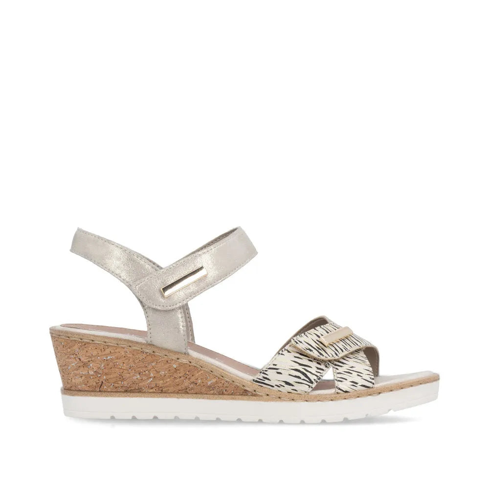 Remonte R6266-90 Ladies Beige Suede Touch Fastening Sandals