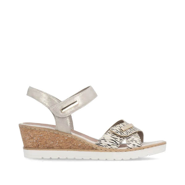 Remonte R6266-90 Ladies Beige Suede Touch Fastening Sandals