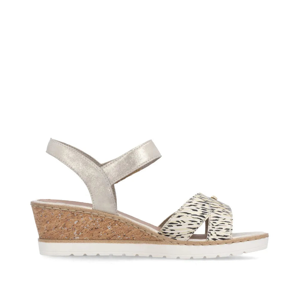 Remonte R6266-90 Ladies Beige Suede Touch Fastening Sandals