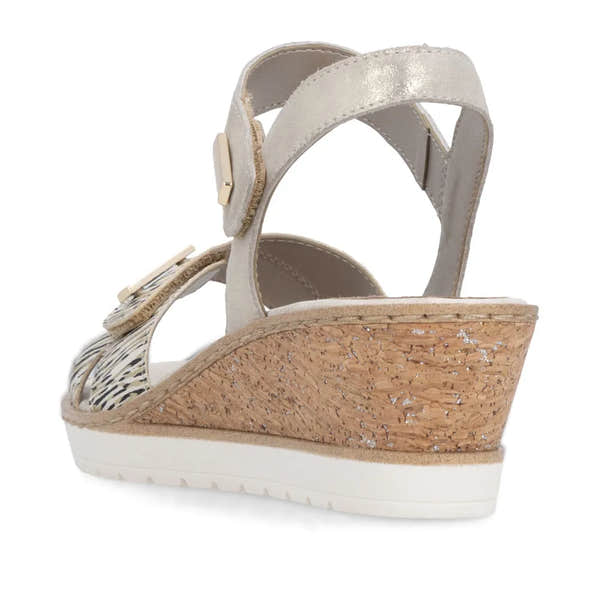 Remonte R6266-90 Ladies Beige Suede Touch Fastening Sandals