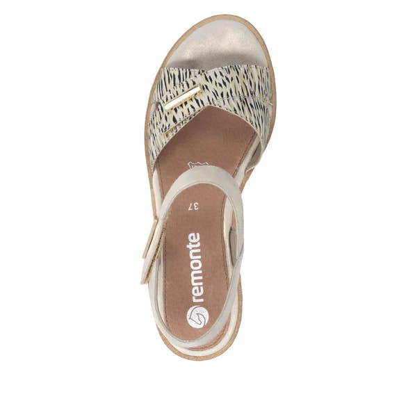 Remonte R6266-90 Ladies Beige Suede Touch Fastening Sandals