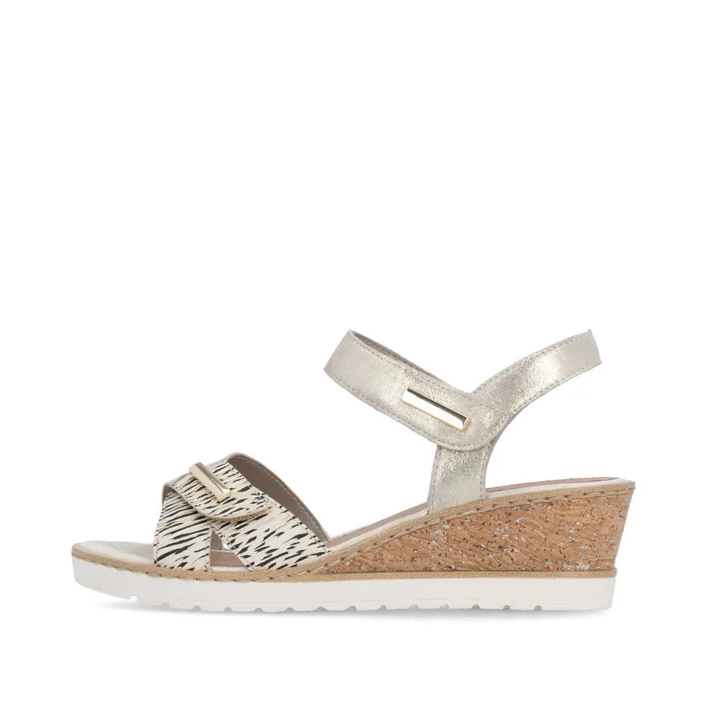 Remonte R6266-90 Ladies Beige Suede Touch Fastening Sandals