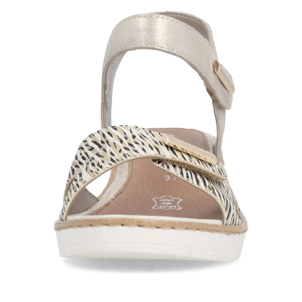 Remonte R6266-90 Ladies Beige Suede Touch Fastening Sandals