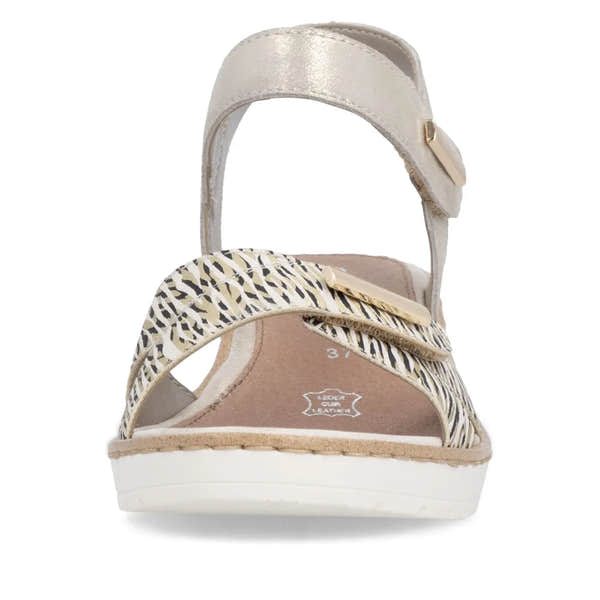 Remonte R6266-90 Ladies Beige Suede Touch Fastening Sandals