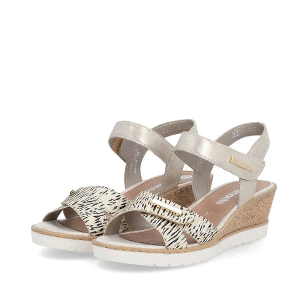 Remonte R6266-90 Ladies Beige Suede Touch Fastening Sandals