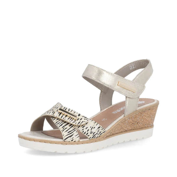 Remonte R6266-90 Ladies Beige Suede Touch Fastening Sandals