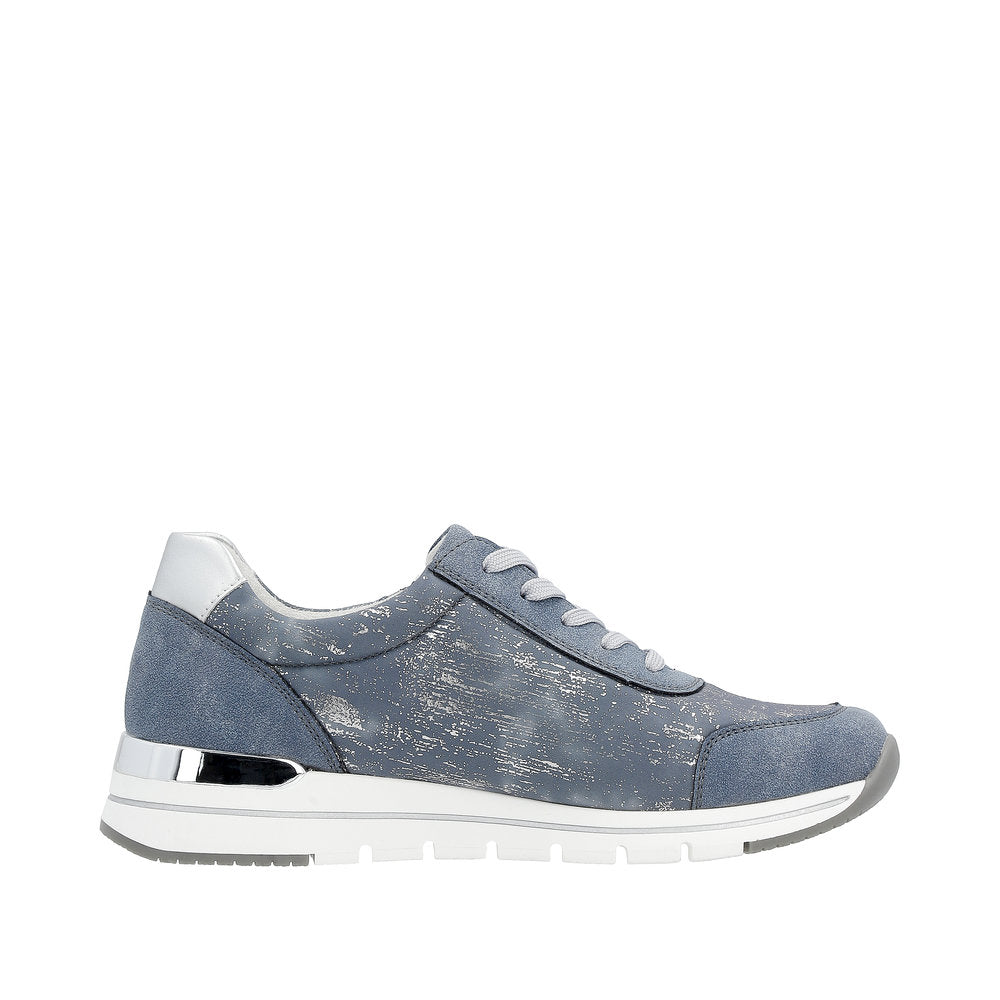 Remonte R6700-13 Ladies Denim Blue Textile Zip & Lace Shoes-elevate your sole