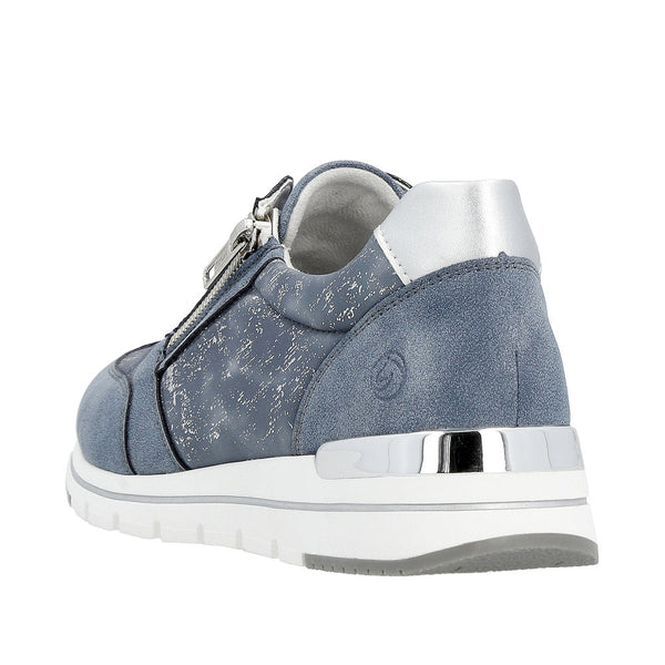 Remonte R6700-13 Ladies Denim Blue Textile Zip & Lace Shoes-elevate your sole