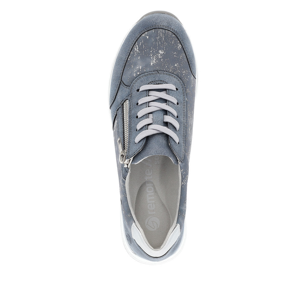 Remonte R6700-13 Ladies Denim Blue Textile Zip & Lace Shoes-elevate your sole