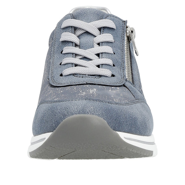 Remonte R6700-13 Ladies Denim Blue Textile Zip & Lace Shoes-elevate your sole