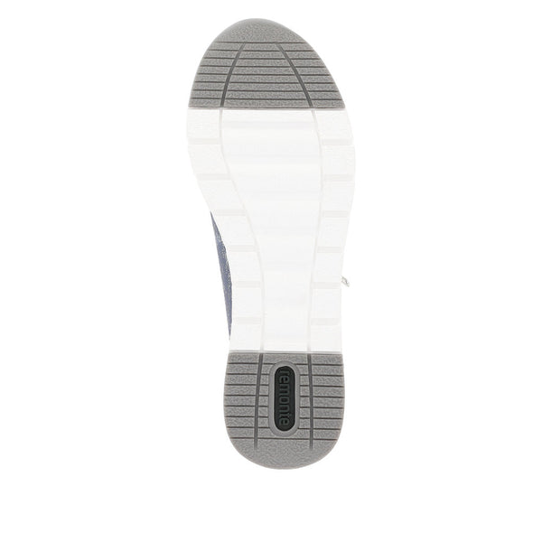 Remonte R6700-13 Ladies Denim Blue Textile Zip & Lace Shoes-elevate your sole