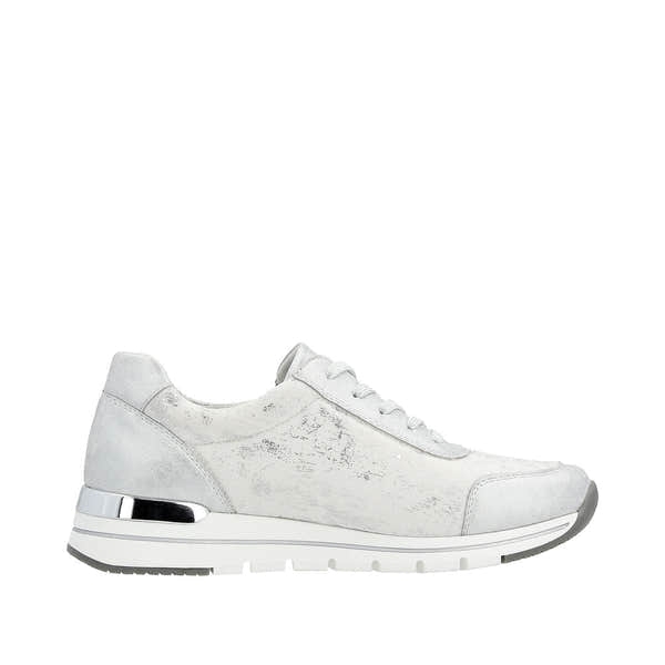 Remonte R6700-91 Ladies Silver Textile Zip & Lace Shoes-elevate your sole