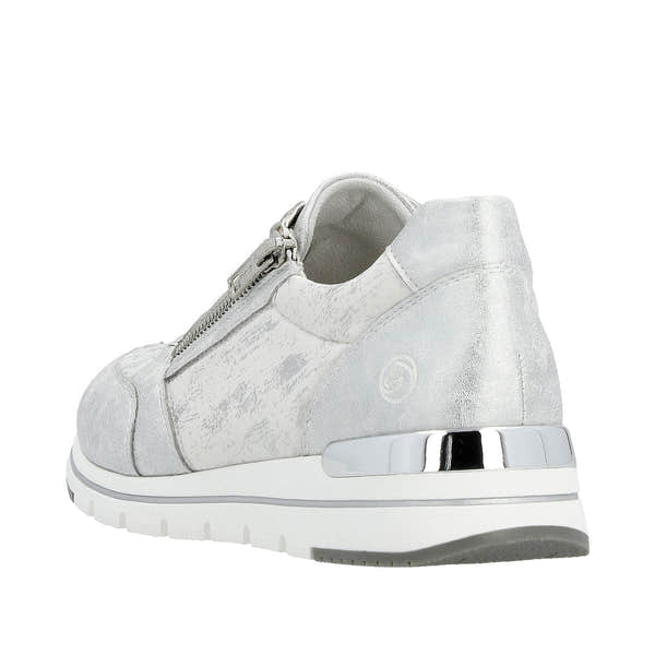 Remonte R6700-91 Ladies Silver Textile Zip & Lace Shoes-elevate your sole