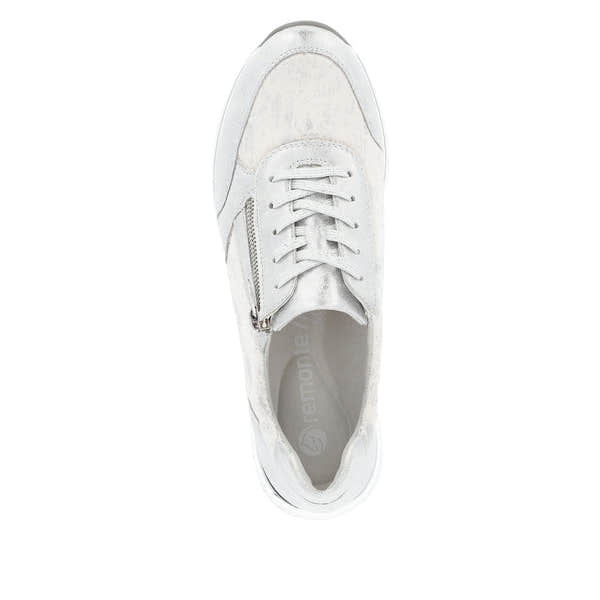 Remonte R6700-91 Ladies Silver Textile Zip & Lace Shoes-elevate your sole