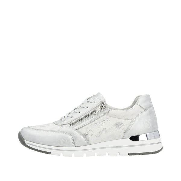 Remonte R6700-91 Ladies Silver Textile Zip & Lace Shoes-elevate your sole