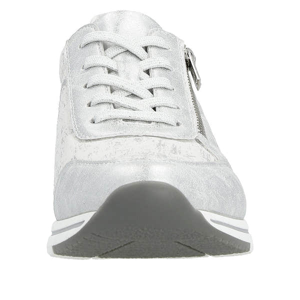 Remonte R6700-91 Ladies Silver Textile Zip & Lace Shoes-elevate your sole