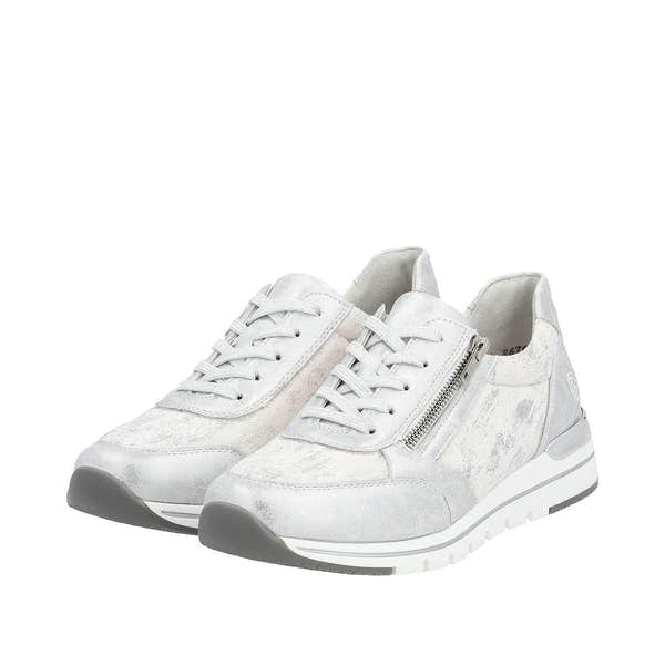 Remonte R6700-91 Ladies Silver Textile Zip & Lace Shoes-elevate your sole